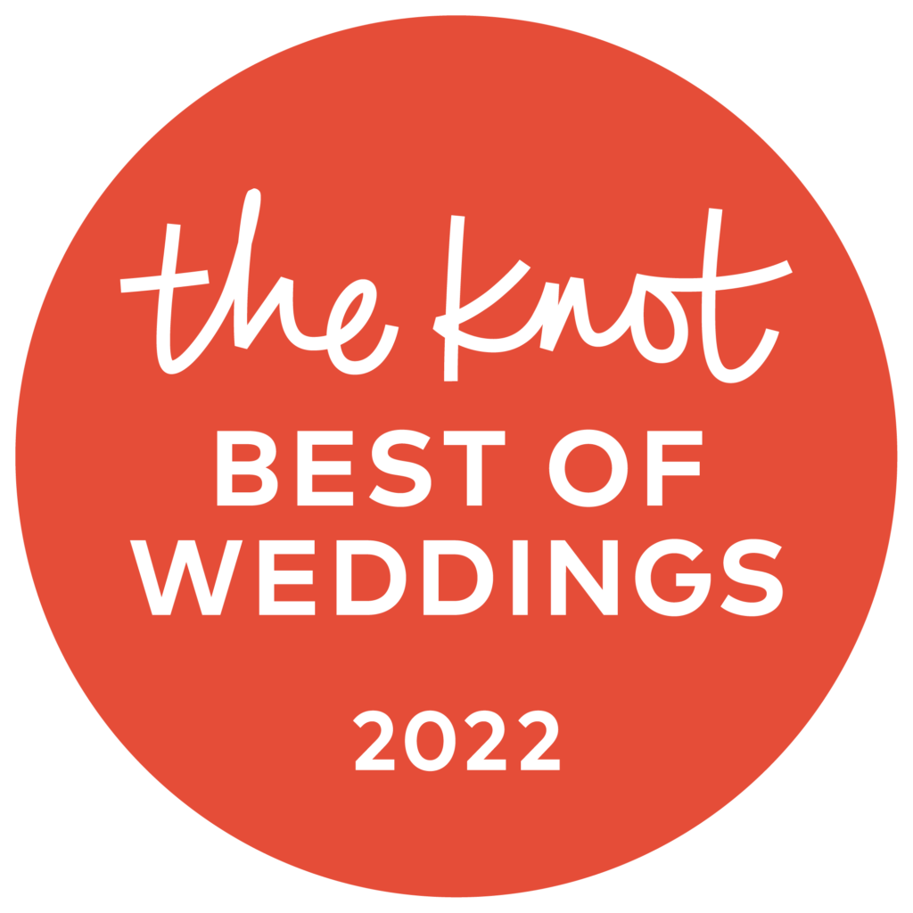 A red circular badge with the text "the knot BEST OF WEDDINGS 2022" in white.